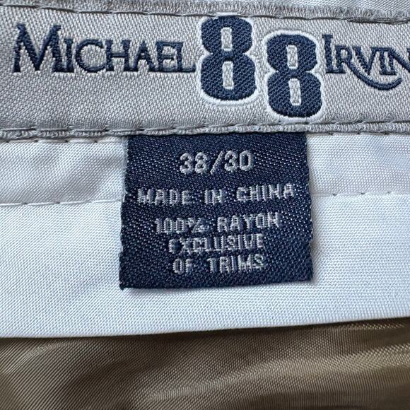 Michael Irvin 100% Rayon Pant sz 38x30 Olive Pleated Slacks Dallas Cowboys - Picture 5 of 5